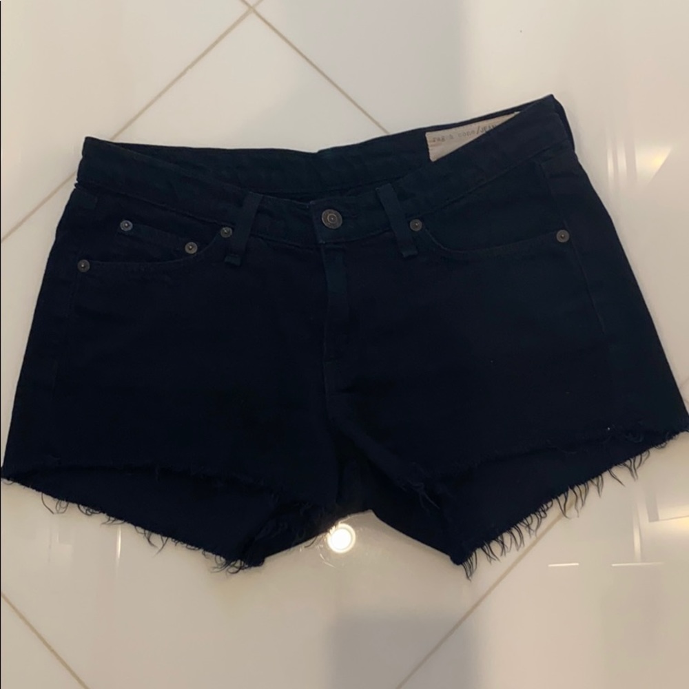 rag & bone cutoff denim black jean shorts